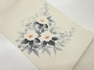 作家物　塩瀬手描き金彩牡丹模様名古屋帯